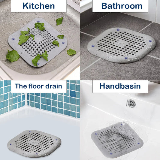 Shower Drain Cover Hair Catcher Flat Silicone Plug Stopper for Bathroom Kitchen Sink Bathtub Strainer TPR Protector