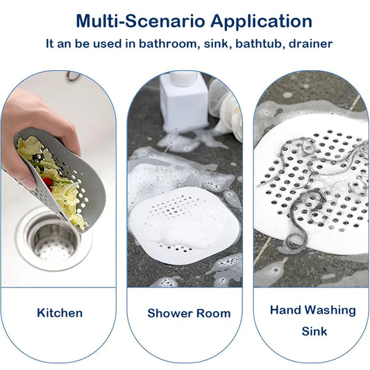 Shower Drain Cover Hair Catcher Flat Silicone Plug Stopper for Bathroom Kitchen Sink Bathtub Strainer TPR Protector